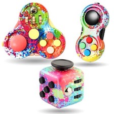 3Pcs Fidget Toy Cube Anti Stress Jouet Fidget Pad Manette de Jeu Portable-Réd...