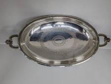 Corbeille à pain en métal argenté ovale