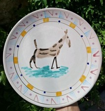 Assiette murale signé Miclau âne Vallauris  années 60 era Picault Cerenne vintag