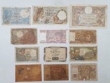 Lot 16 - 12 billets anciens français France dont 100 Francs et assignat 1792