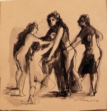 ETUDE dessin original femme nus érotisme réalisme étude du corps ART cadeau BELAUBRE
