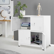 Armoire de classement bureau blanc 75x40x80,5 cm acier 2 compartiments 4 portes