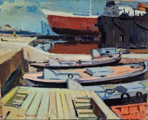 Tableau huile paysage marin - huile,