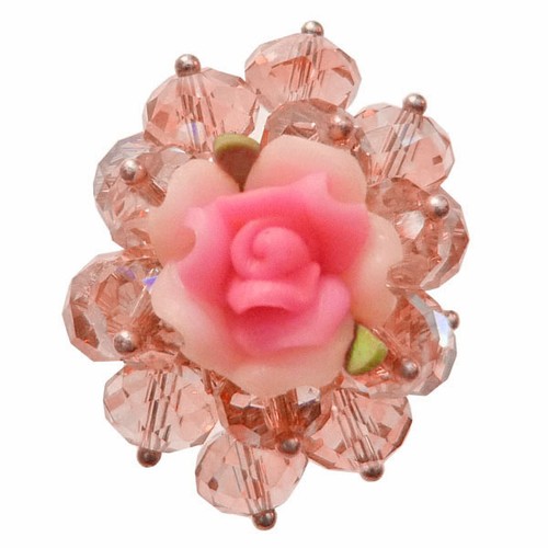 Bague cristal facettes rose - bague,