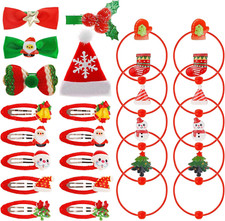 25 Pièces Accessoires De Cheveux De Noël Pour Filles, Pinces À Cheveux Cravates 