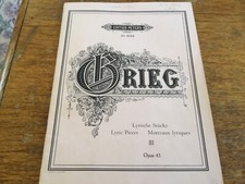 GRIEG. LYRISCHE STUCKE III GOOD PIANO MUSIC BOOK