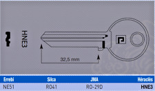 3 Ébauches De Clé Héraclès HNE3 type Ronis PTT / NE51 / RO41 / RO-29D ebauche cl
