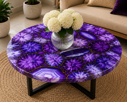 Purple gemstone coffee table - purple,