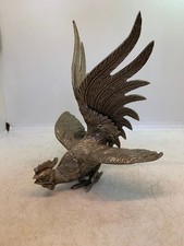 ANCIEN COQ EN BRONZE METAL ARGENTE