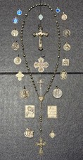 Lot d'anciens pendentifs, médaillons religieux - Argent Massif
