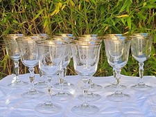 lot 12 verres magnifiques a pieds cristal gravé J G Durand