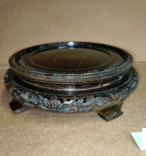 1 socle / stand rond en bois chinois Ø 15,5 cm utile , poterie , émau cloisonné