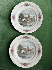2 Assiettes Plates Obernai Sarreguemines Henri Loux U&C  1907-1918