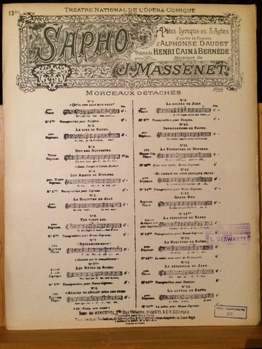 Massenet sapho partition chant - partition,