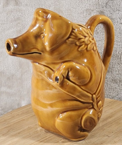Ancien pichet cochon barbotine - pichet,
