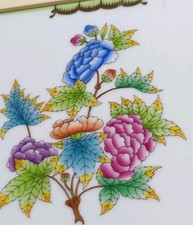 HEREND CORBEILLE CARREAU MOTIF FLORAL Porcelaine PLAQUE Tableau