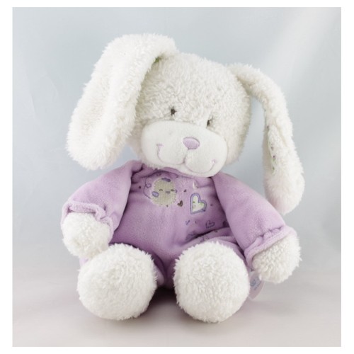 Doudou lapin blanc mauve
