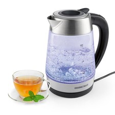 GOURMETmaxx Bouilloire 1,7L Verre Acier Inoxydable LED pour Thé 2200W sans Fil