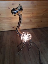 Insolite Lampe girafe Corps en noix de coco hauteur 55 X 60 cm