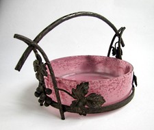 Ancienne Coupe en Pâte de Verre et Fer Forgé Art Déco 1930