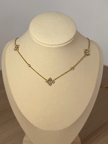 Collier fleurs strass - collier,