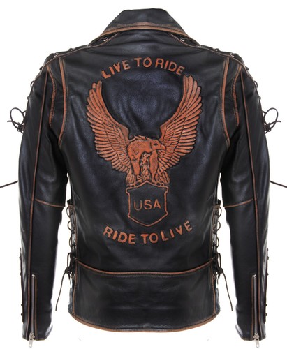 Veste biker cuir noir - veste, en