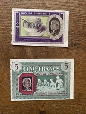 lot France BON DE Solidarité SECOURS 5 FRANCS MARECHAL PETAIN 1941 1944  1 franc