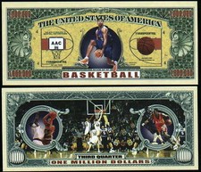 BASKETBALL BILLET 1 MILLION DOLLAR US ! BASKET Collector Sport nba Ballon Panier