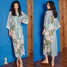 Veste Kimono Japonaise Pour Femmes Florale Yukata Extérieur Long Peignoir Satin