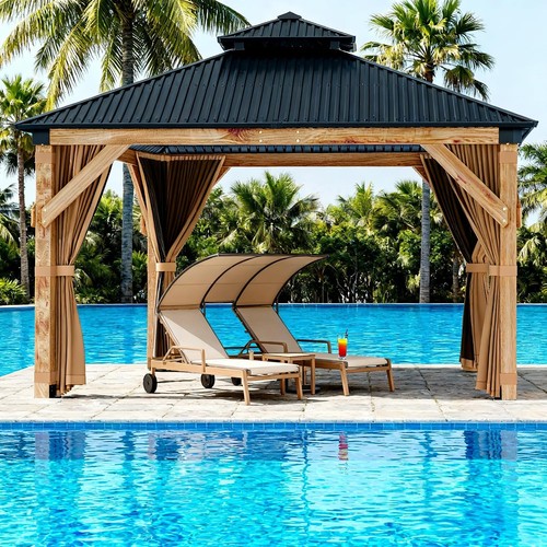 10x12ft wooden hardtop gazebo - 10x12ft,
