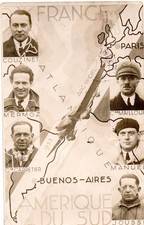 Carte postale ARC-EN-CIEL Mermoz Couzinet - F-AMBV - Année 1933