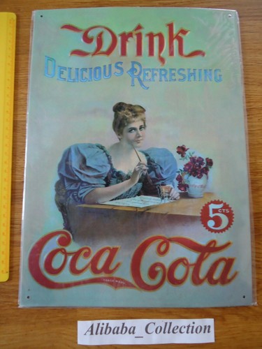 Plaque tole coca - coca-cola, femme