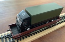 RARE Lot Wagon JOUEF marchandise plat HO + camion marchanise mercedes noir bache