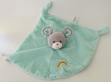 5937?Doudou Plat Ours Souris gris Bleu Vert Pastel Arc En Ciel Gipsy Doux
