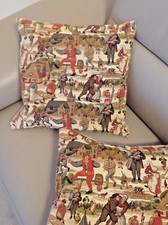 2 housses de coussins vintage tapisseries Flandres (peintre Peter Bruegel)