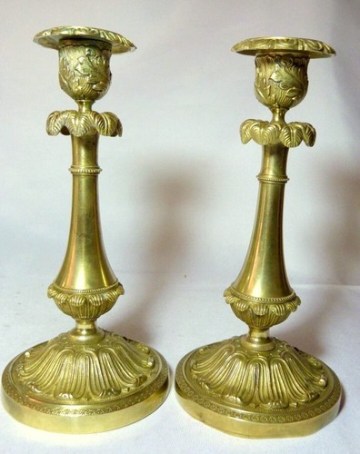 Paire bougeoirs bronze - de,