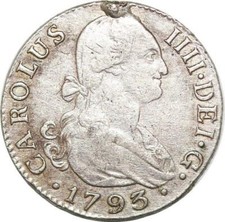 P0604 Spain 2 Reales Carlos IV Sevilla 1793 CN Silver ->Make offer