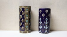 Anciens 2 Vases rouleaux de "Gien" céramique émail XXe siècle