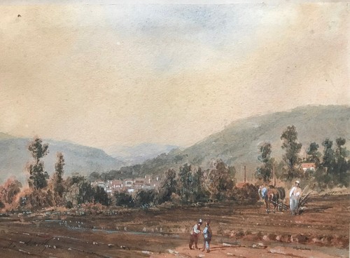 Aquarelle xixe paysage - aquarelle,