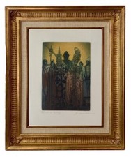 ANDRE LAMBERT (1884-1967) SUPERBE EAU-FORTE AQUATINTE REHAUSSEE AQUARELLE (4)