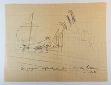 "Un paysan ingénieux qui a vu des bateaux à voiles",ca. 1910,DESSIN HUMORISTIQUE