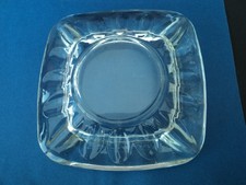 Ancien cendrier en verre vintage carré 14,5 cm, années 70