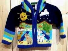 Gilet péruvien pour enfant bébé  bleu Taille 6 mois