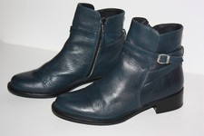 ELIZABETH STUART Bottines Boots Cuir Lanières Bleu Pétrole Comme Neuves T 36