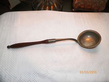 EXQUISITE ANTIQUE PEWTER LADLE WITH WOODEN HANDLE 