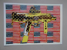 Serigraphie Originale Death NYC : " US Machine Gun " Tirage 100 Ex , signée