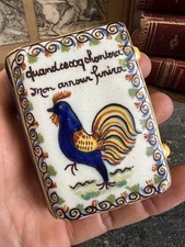 Scouette & Boite a Tabac Calvados Coq Tabatière Faïence Peinte