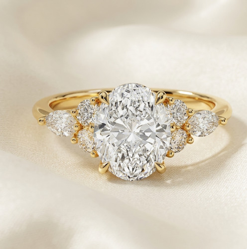 Bague diamant taille - , ovale