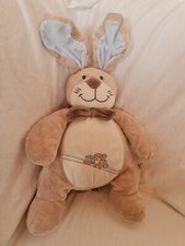 Doudou peluche lapin beige bleu  train Oscar et Léon Noukie's 50 cm état neuf