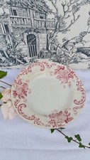 ANCIENNE ASSIETTE TERRE DE FER BOULE DE NEIGE COULEUR VIEUX ROSE